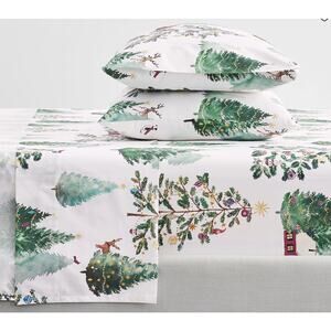Pottery Barn Christmas in the Country Organic Cotton Queen 4-Pc Sheet Set